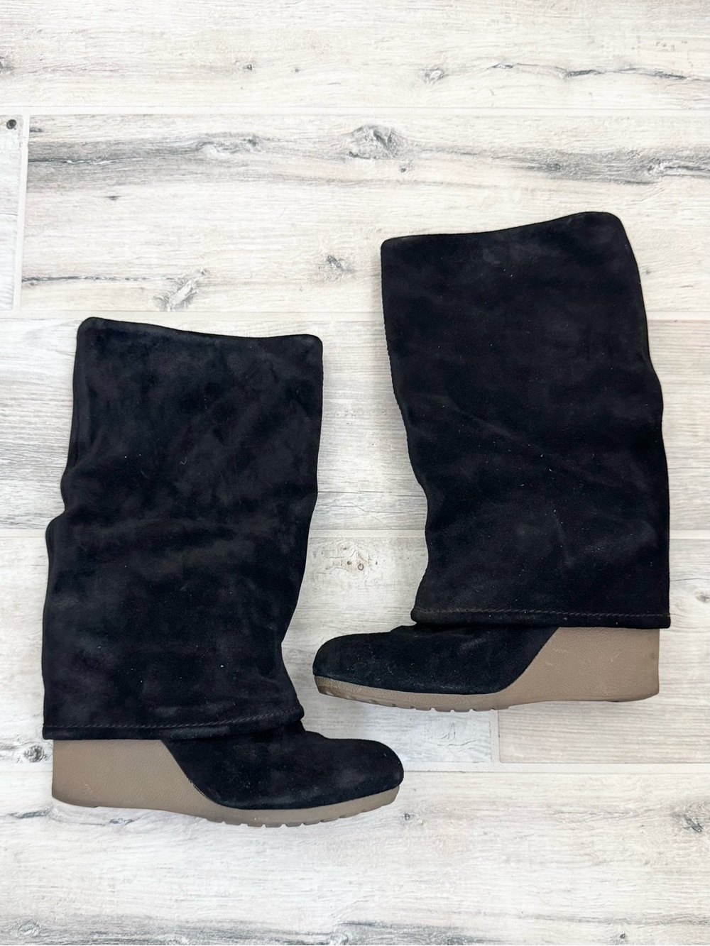 MRKT Bea Black Suede Wedge Boots